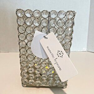 Nanette Lepore Faux Crystal Candle Holder Square Base Glam Bedazzled NWT